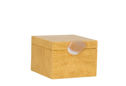 Small Yellow Crocodile-Embossed Jewelry Box